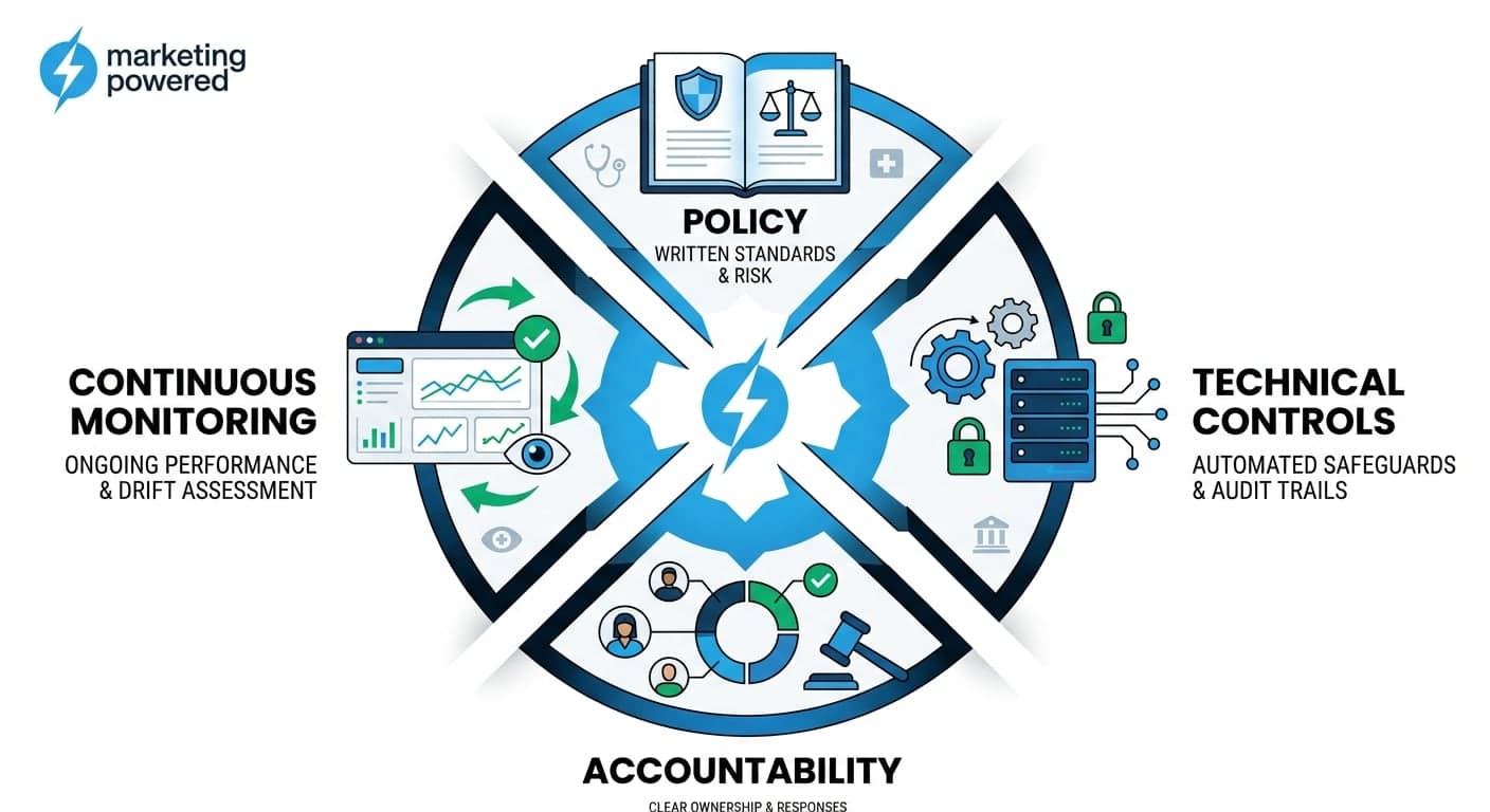 The four pillars of AI governance: policy, technical controls, accountability, and continuous monitoring