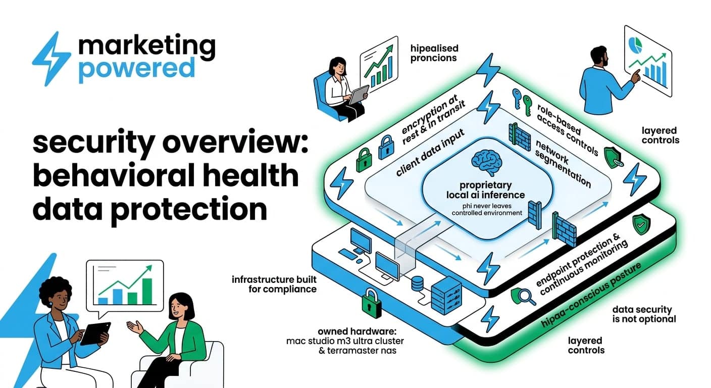 Security overview for behavioral health data protection: encryption, role-based access, network segmentation, and proprietary local AI inference