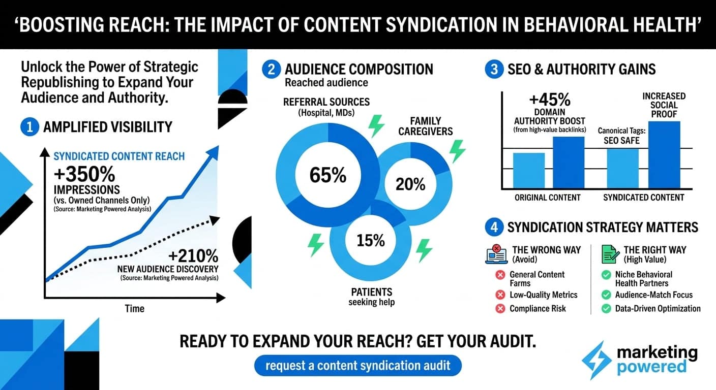Boosting reach, the impact of content syndication in behavioral health: amplified visibility, audience composition, SEO and authority gains, and why syndication strategy matters