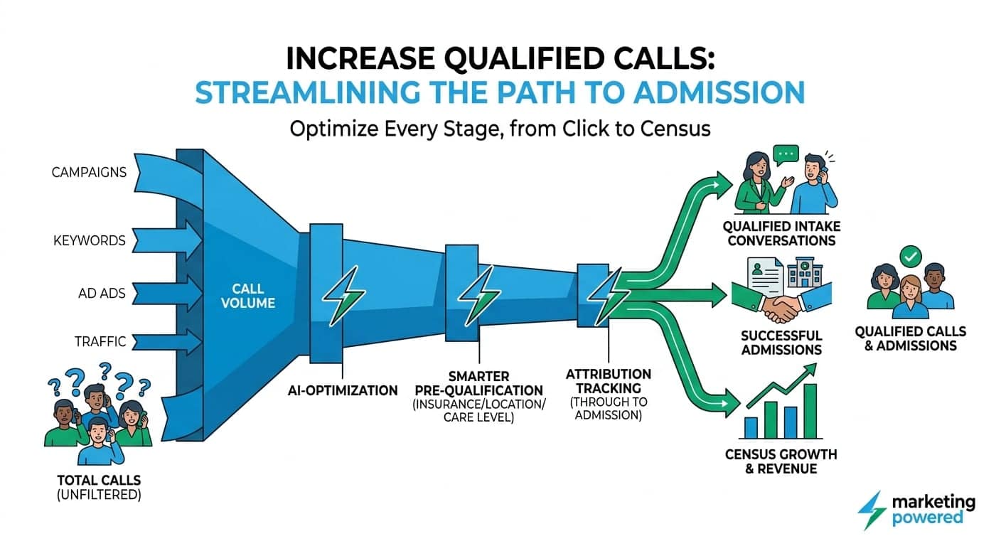 Increase qualified calls by streamlining the path to admission: optimize every stage, from click to census
