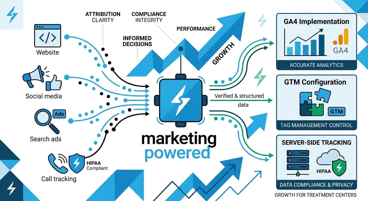 Unifying website, social, search ads, and call tracking into accurate analytics, tag management, and compliant server-side tracking