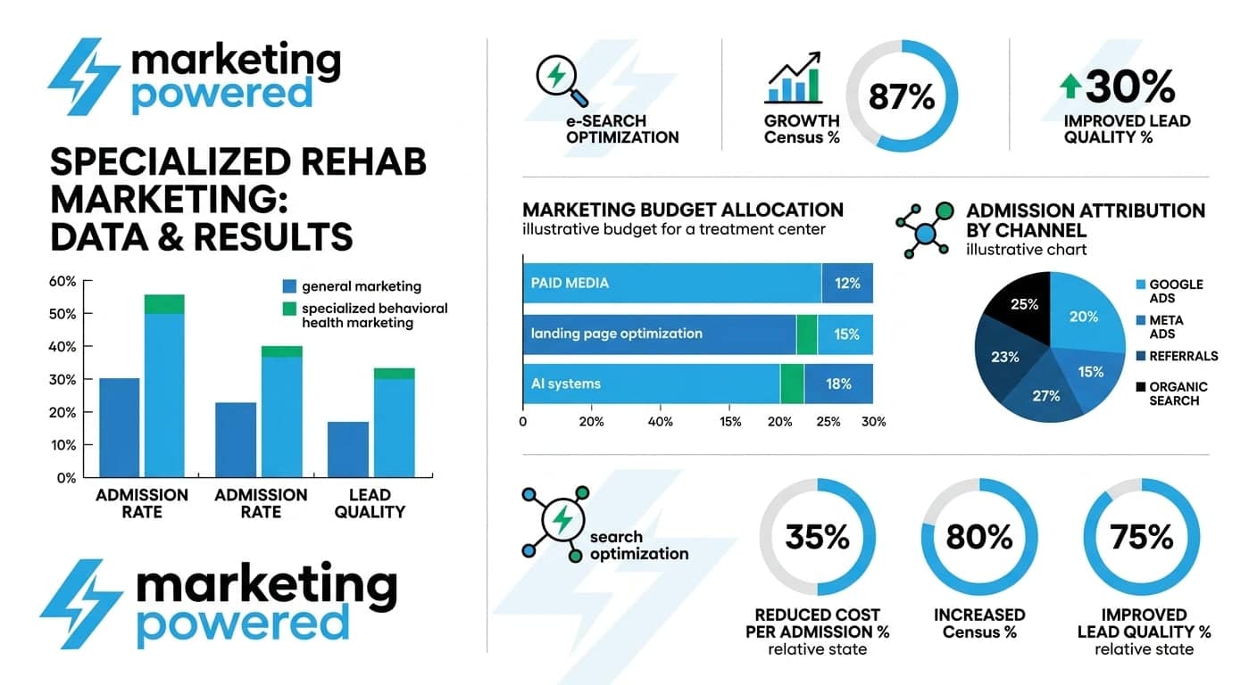 Specialized rehab marketing data and results: lower cost per admission, full admission attribution, and measurable census growth