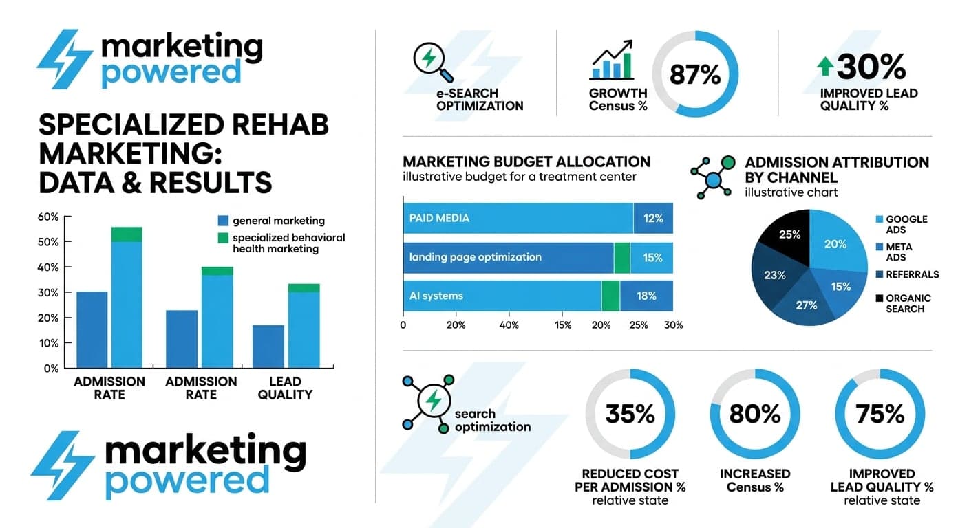 Specialized rehab marketing data and results: lower cost per admission, full admission attribution, and measurable census growth