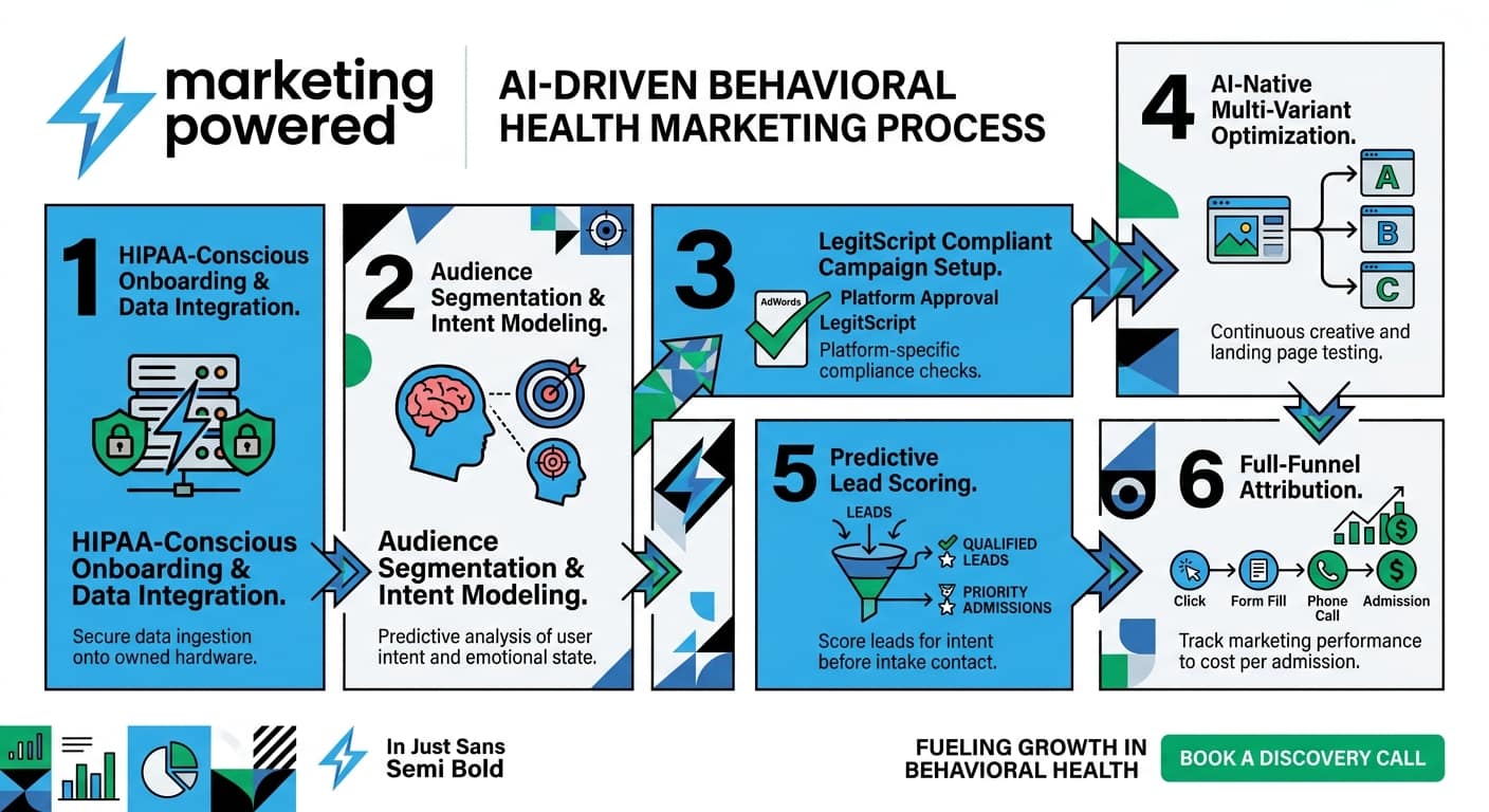 AI-driven behavioral health marketing process, step by step