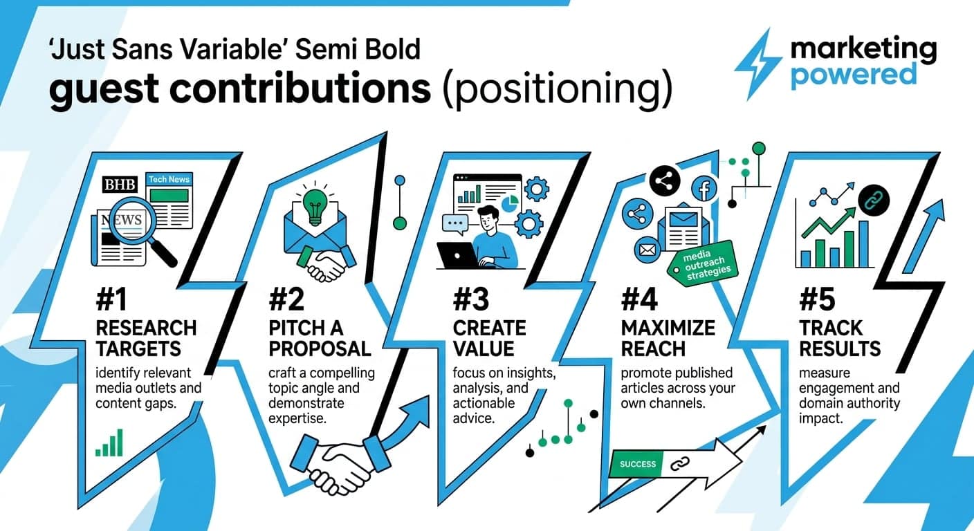 Guest contributions process: research targets, pitch a proposal, create value, maximize reach, and track results