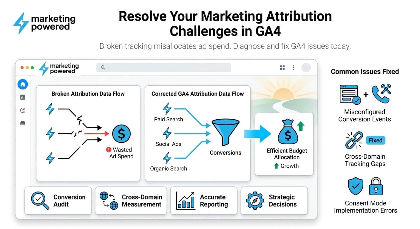Resolve your marketing attribution challenges in GA4: from a broken attribution data flow to a corrected flow with efficient budget allocation