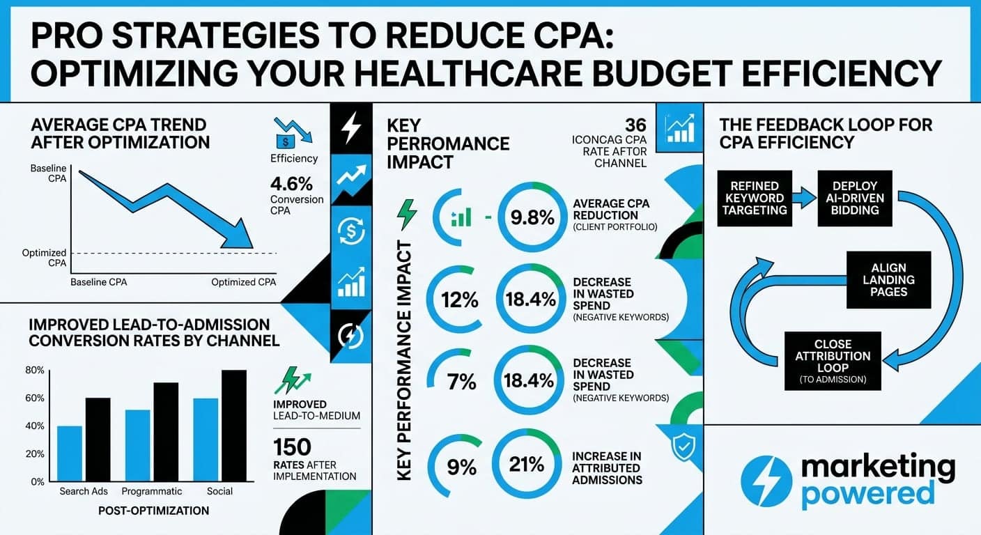 Pro strategies to reduce CPA: average CPA reduction, decreased wasted spend, and increased attributed admissions