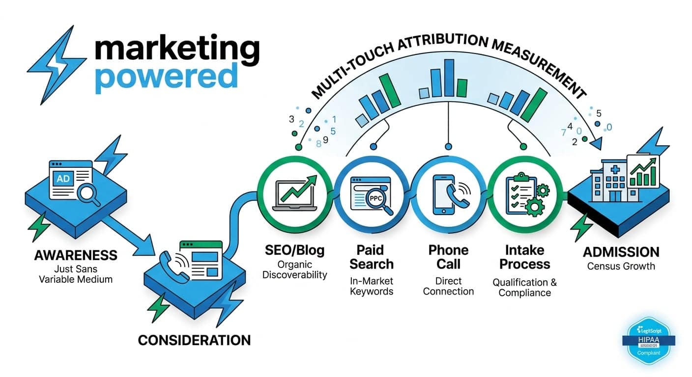 Multi-touch attribution measurement: tracking the patient journey from awareness and consideration through to admission