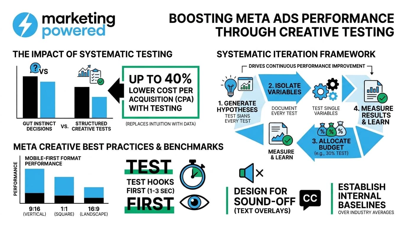 Boosting Meta Ads performance through creative testing: up to 40% lower cost per acquisition, the iteration framework, and creative best practices