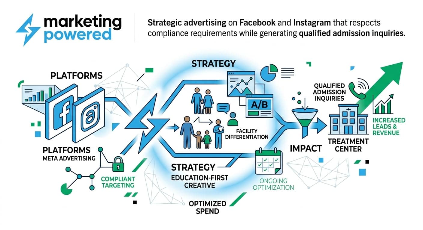 Strategic Meta advertising for treatment centers: compliant targeting and education-first creative from platforms through to increased leads and revenue