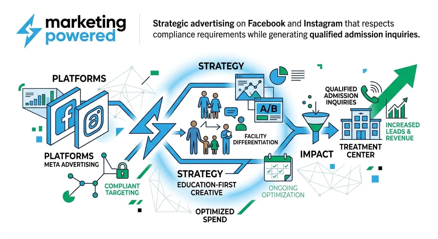 Strategic Meta advertising for treatment centers: compliant targeting and education-first creative from platforms through to increased leads and revenue
