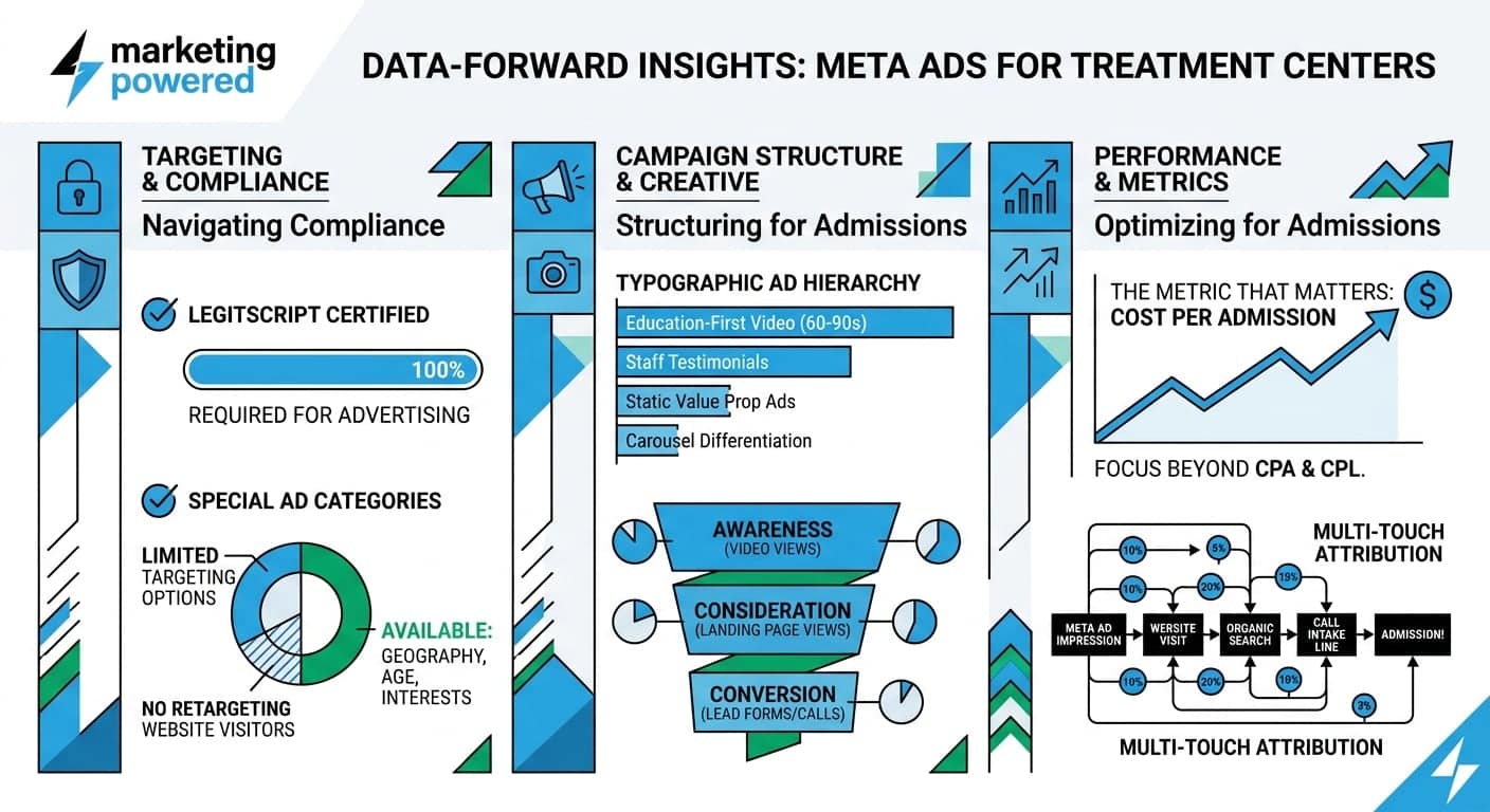 Data-forward insights for Meta Ads at treatment centers: navigating compliance, structuring for admissions, and optimizing for cost per admission