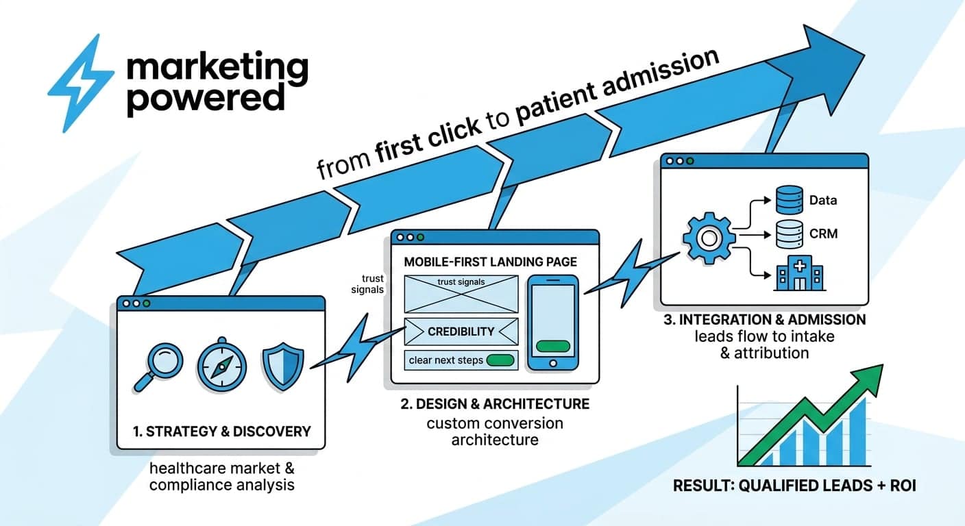 From first click to patient admission: strategy, mobile-first design, integration and attribution