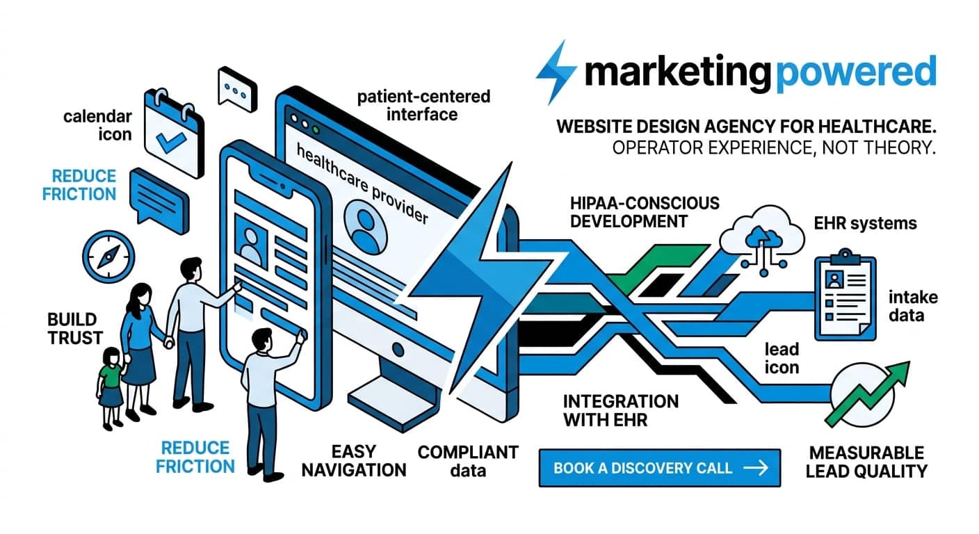 Healthcare website design agency: HIPAA-conscious development, EHR integration, measurable lead quality