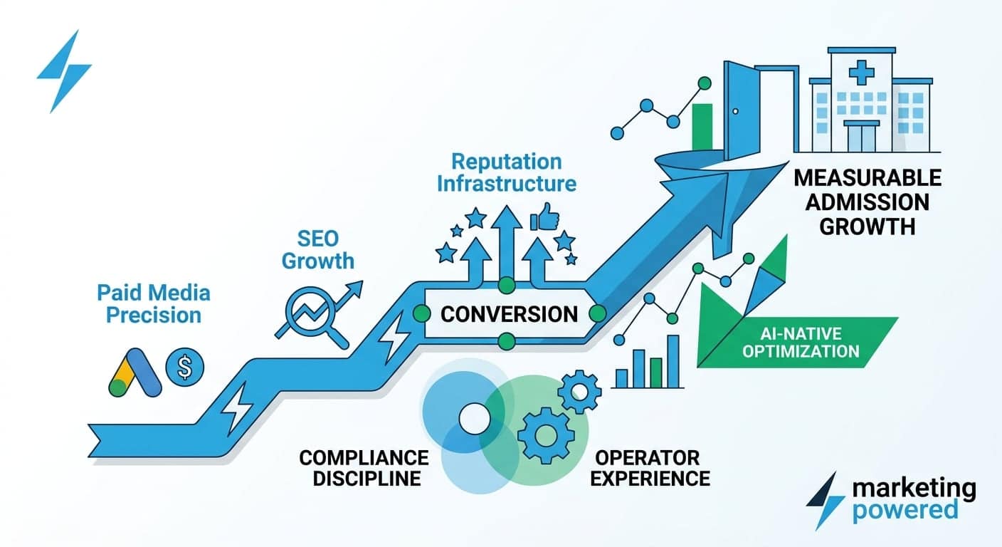 Residential treatment center marketing: paid media precision, SEO growth, and conversion to measurable admission growth